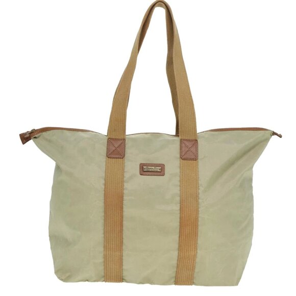 Christian Dior Tote Bag Nylon Beige Auth th5100 - Picture 1 of 15